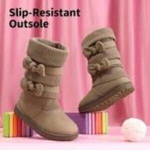 Dream Pairs Girls Beige Winter Boots with Bow Detail. 4 .mid calf ( diff color)